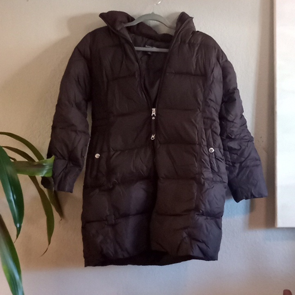 Land's End Chocolate Brown Down Classic Cozy Casual Athleisure Puffer Jacket